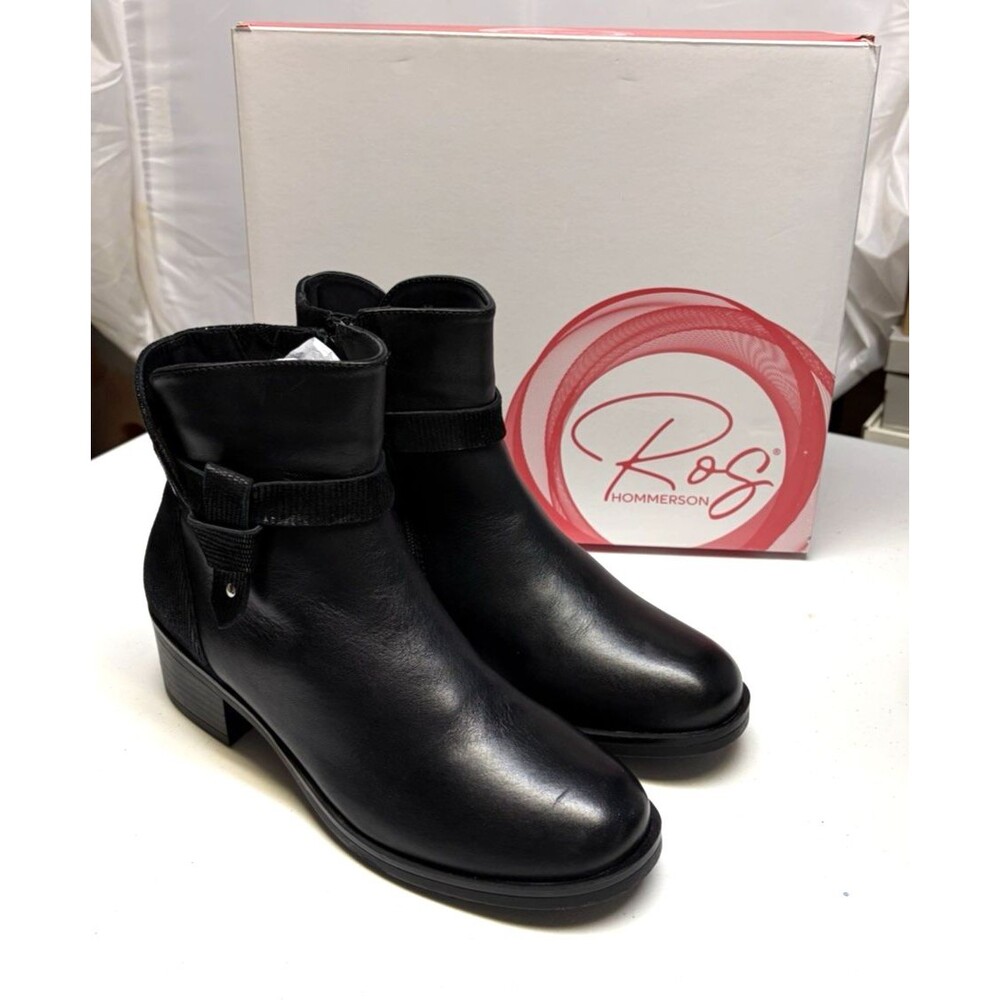 Ros Hommerson Delia Black Nappa Leather Women’s Boot Size 9N New in Box